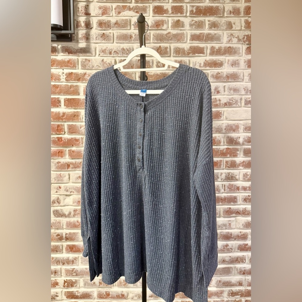 Old Navy Women's Navy Ribbed Henley Sweater XXL